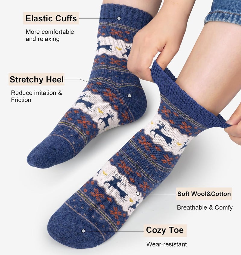 YSense Wool Socks for Women, Winter Boot Socks Stocking Stuffers Gifts for Women Warm Crew Hiking - Image 4